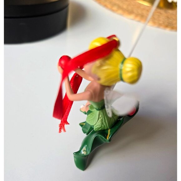 Disney Tinker Bell Ornament With Red Ribbon & Glitter Wings Christmas Tree Decor - Picture 4 of 7